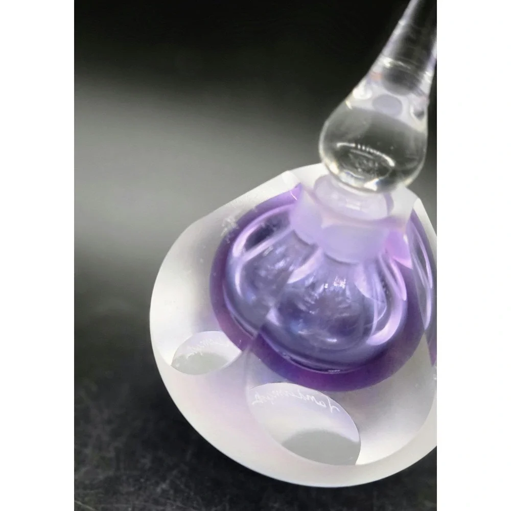 Vintage Vandermark Art Glass Lavender Faceted Perfume Bottle W/ Dauber 4.75